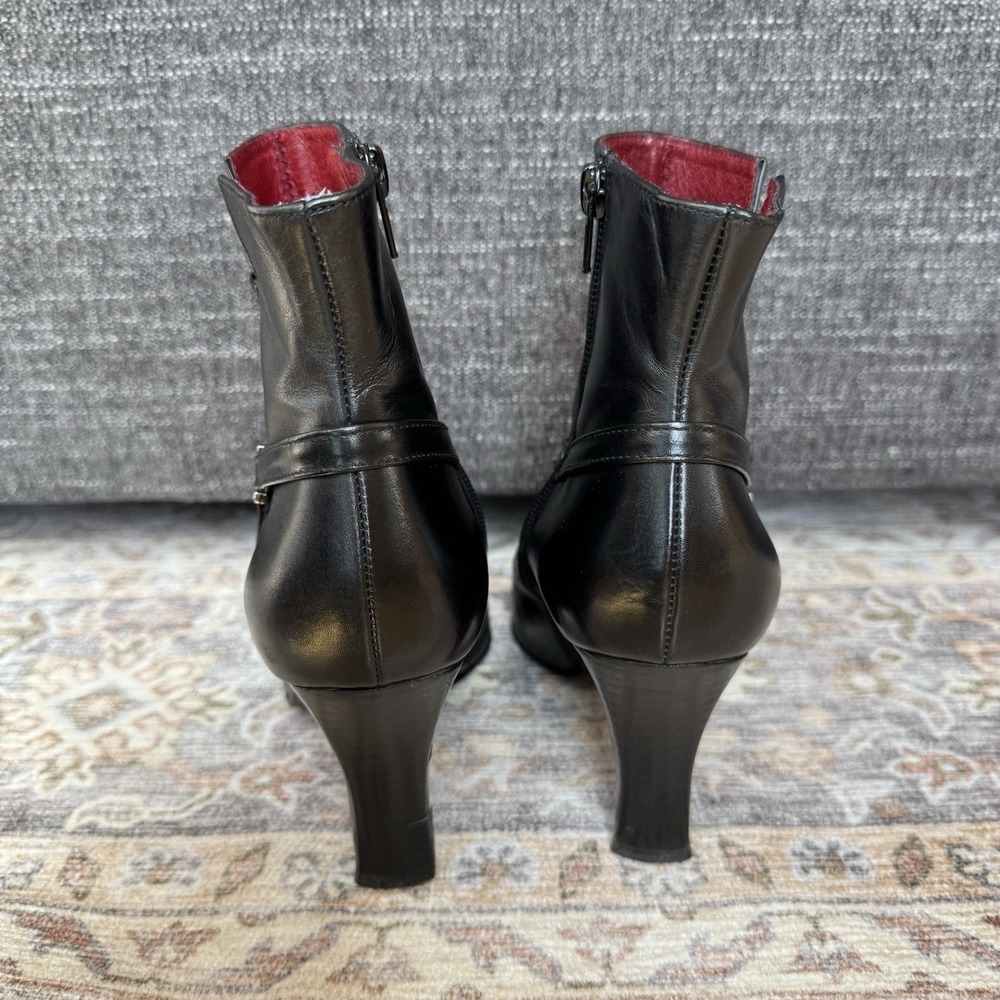 Donald J Pliner Womens Black Leather Square Toe Ankle Boots Buckle Strap 7.5 M - Picture 5 of 9